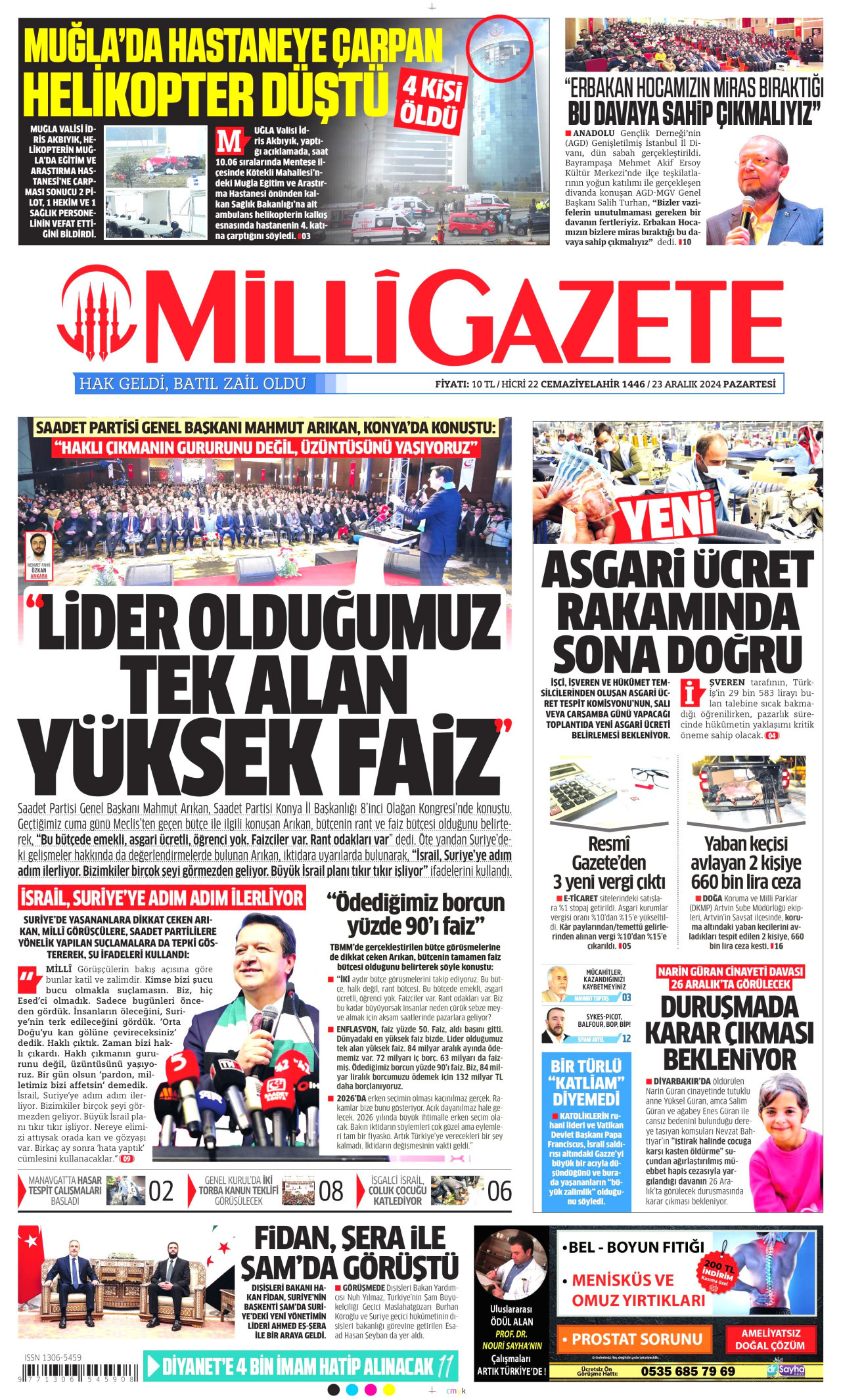 MİLLİ GAZETE 23 Aralık 2024 Gazete Manşeti Büyük